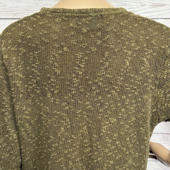 Vintage Grandmacore 80s Sweater JP Collections Medium Green White Embroidery - Picture 9 of 11